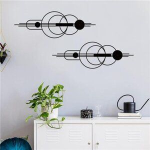Metal Abstract Wall Art Set Modern Minimalist Geometric Decor for Bedroom